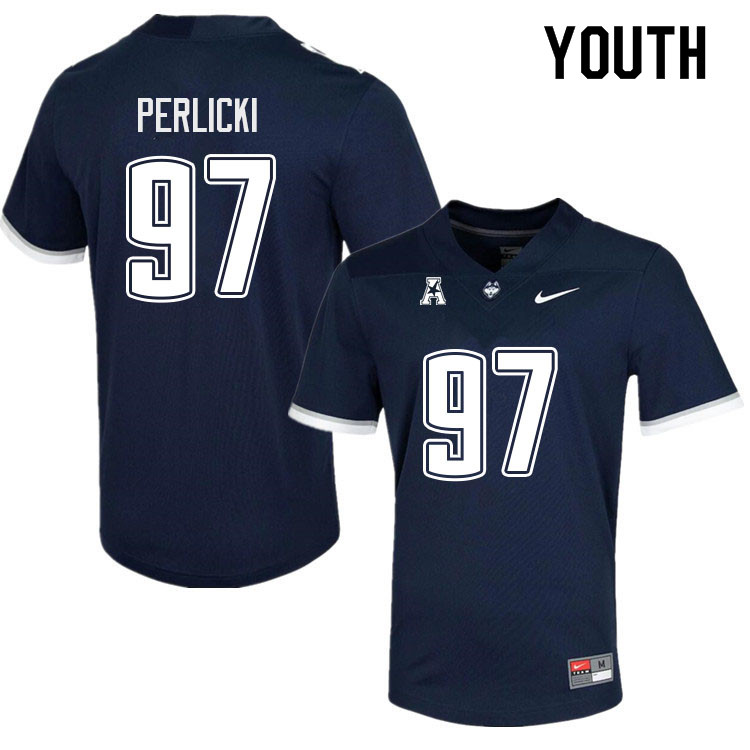 Youth #97 Bruno Perlicki Uconn Huskies College Football Jerseys Sale-Navy - Click Image to Close